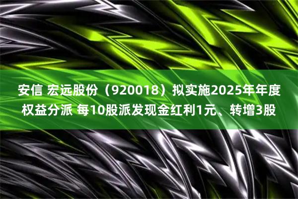 安信 宏远股份（920018）拟实施2025年年度权益分派 每10股派发现金红利1元、转增3股