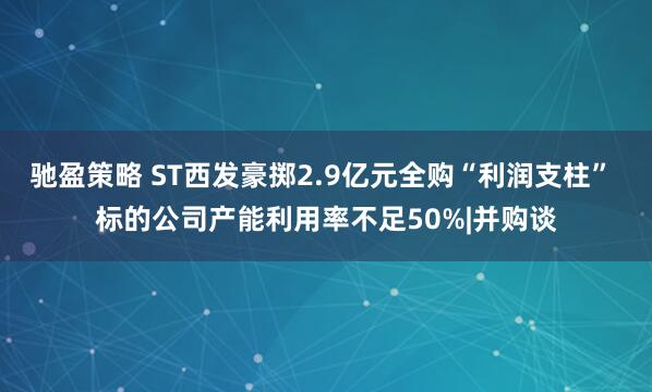 驰盈策略 ST西发豪掷2.9亿元全购“利润支柱” 标的公司产能利用率不足50%|并购谈