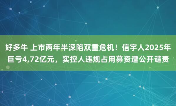 好多牛 上市两年半深陷双重危机！信宇人2025年巨亏4.72亿元，实控人违规占用募资遭公开谴责