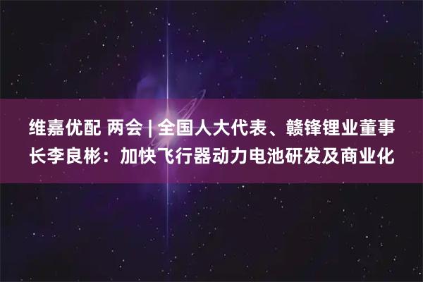 维嘉优配 两会 | 全国人大代表、赣锋锂业董事长李良彬：加快飞行器动力电池研发及商业化